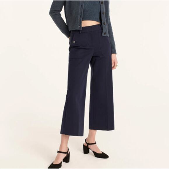 NWT J. Crew Sydney Pants Size 0P Black Wide Cropped Petite Stretch BF405 - Picture 6 of 16